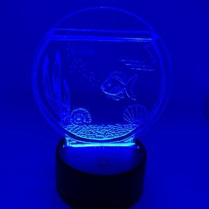 Fish tank LED night light with base and remote, color changing